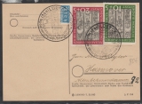 BRD Mi. Nr.: 139- 140 als MiF auf Fern- Postkarte, von Lübeck nach Hannover, mit passendem Sonderstempel