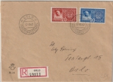 Norwegen, 1942, Ausgabe: Europäischer- Postverband, Werte zu 20 + 30 Öre auf Einschreiben- Ortsbrief- FDC
