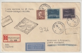 Schweden, 1937, MiF auf Einschreiben- Erstflugbrief von Höglandstorget via Frankreich, Senegal und Französisch- Guinea