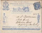 GB, 1890 (?), 1 Penny Jubiläums- GS- Umschlag, gelaufen von London nach Highbury New Park