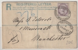GB, 1887, One Penny, auf Einschreiben- Fernbrief von Bradford nach Manchester