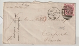 GB, 1871, Three Pence EF auf Auslandsbrief von Machester via Ostende nach Erfurt