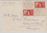 Frankreich, 1937, 90 Cent MeF (je mit Leerfeld r. / links) auf Brief von Plappeville nach Rathenow