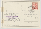 Schweiz, 1938, 20 Rp. Pro Juventute auf FDC- Auslands- Postkarte von Grenchen nach Rathenow (D.)