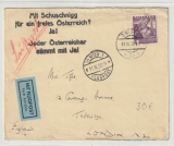 Österreich, 1938, 1 Sh. EF, auf Auslands- Lupo- Brief von Wien nach London, mit besserem Propagandastempel!