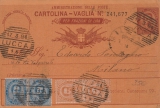 Italien, 1894, 1 Lire (?) Nachname- Postkarte (?) von Lucca nach Milano