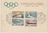 Italien, 1956, 107 Lire MiF auf Gedenkkarte zur 7. Winterolympiade in Cortina 1956, mit entsprechendem Sonderstempeln