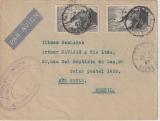 Frankreich, 1947, 2x 20 Fr. als MeF auf Auslandsbrief von Lyon nach Sao Paulo (Brasilien)