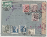 Spanien, 1944, MiF auf Lupo- Einschreiben- Auslandsbrief von Valencia nach Leipzig, mit Menge an Zensurstempeln!