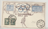 Griechenland, 1936, 2x 5 ... als Mef auf Olympiakarte, 1936 zum Fakel- Staffellauf Olympia- Berlin, Stempel Olympia!