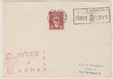 Vatikan, 1938, 5 Ct. EF auf Postkarte (ohne Text) mit 2 Propagandastempeln (AH in Rom), von Rom nach Milan (I)