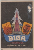 FRZ / Baden, 24 Pfg. als EF auf schöner Werbepostkarte anlässlich der BIGA (1947) mit entsprechendem Sonderstempel!