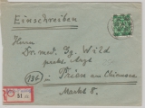 Bizone, Nr. 68 II, als EF auf Einschreiben- Fernbrief von München nach Prien