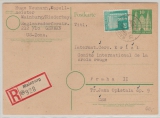 Bizone; 10 Pfg. GS + Mi.- Nr.: 91 als MiF auf eingeschriebene Auslandskarte innerhalb von Mainburg nach Prag! Selten!