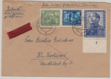DDR, Mi. Nr.: 288 u.a. als MiF auf Eilboten- Fernbrief von Warnemünde nach Berlin