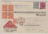 Berlin, Kontrollrat in Berlin verwendet: Mi.- Nrn.: 920, + 925 (4x) + 954 als MiF auf Nachnahme- Einschreiben nach Parchim