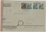 Berlin, Mi.- Nr.: 1 + 7 (3x) als nette MiF aus der I. Ausgabe, auf Auslandsbrief nach Bern (CH), mit Zensur