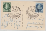 Berlin, Mi.- Nr.: 76 + 78 als MiF auf Fernpostkarte von Berlin nach FF/M, mit Sonderstempel und Bildseitig: Messegelände