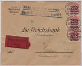 Infla, Mi.- Nr.: 295 (3x), MeF auf Eilboten- Fernbrief von Dresden nach Berlin