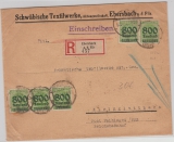Infla, Mi.- Nr.: 308 A (15x), als MeF auf Einschreiben- Fernbrief von Ebersbach nach Kleinglattbach, geprüft Infla