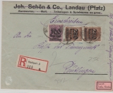 Infla, Mi.- Nr.: 289 + 294 (2x), als MiF auf Einschreiben- Fernbrief von Stuttgart nach Reutlingen, geprüft Infla