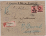 Infla, Mi.- Nr.: 309 (5x, vs. + rs.), reine MeF auf Einschreiben- Fernbrief von Osnabrück nach Lüstringen und zurück!