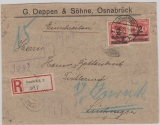 Infla, Mi.- Nr.: 309 (5x, vs. + rs.), reine MeF auf Einschreiben- Fernbrief von Osnabrück nach Lüstringen und zurück!