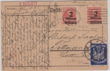 Infla, Mi.- Nr.: 312 B (2x) + 267 , als MiF auf Fernpostkarte von B.- Charlottenburg nach Tettnang, geprüft Infla