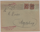 Infla, Mi.- Nr.: 208 (2x), als MeF auf Drucksachen- Fernbrief von Hamburg nach Magdeburg
