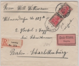 Infla, Mi.- Nrn: 153 (2x), als MeF auf Eilboten- einschreiben- Fernbrief von Feldafing nach Berlin