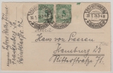 Weimar, Mi.- Nr.: 339 (2x, b?) + Pl. Nr., als MeF auf Faltbrief- Vorderseite, von Frankenberg nach Hamburg