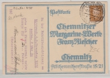 Weimar; Mi.- Nr.: 410 als EF auf netter Werbepostkarte von Hartha nach Chemnitz (=> Magarine- Fabrikbesichtigung)