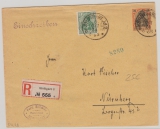Kaiserreich, 1914, 25 Pfg.- GS- Umschlag (PU28?) + 85 I, als Zusatzfrankatur auf Einschreiben- Fernbrief, von Stuttgart
