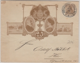 Kaiserreich, 1911, / Württemberg, 3 Pfg.- Privat- GS- Umschlag, zum 25 jährigen Regierungsjubiläum im Haus Württemberg