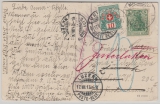 Kaiserrreich; Mi.- Nr.: 85I + Schweitzer Nachportomarke in MiF auf Auslands- Postkarte von Lauchstedt nach Luzern