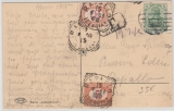 Kaiserreich, Mi.- Nr.: 85 I in MiF mit italienischer Nachportofrankatur auf Auslandskarte von Hamburg (?) nach Rapallo (I)
