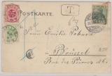 Kaiserreich, Mi.- Nr.: 85 I in MiF mit Belgischer Nachportofrankatur auf Auslandskarte von Hirschberg nach Brüssel (B)