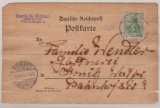 Kaiserreich, Mi.- Nr.: 85 I als Ef auf Holz- Postkarte (Ahorn ?) von Berlin nach Konitz, mit eingebrantem Text!