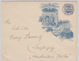 Kaiserreich, 20 Pfg.- privat- GS- Umschlag (Kaiserpaar) gelaufen (?) als Ortsbrief innerhalb Leipzig´s