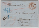 F- Stempel Bromberg, Bromberg, 1878, auf Einschreiben- Fernbrief von Bromberg nach Rauenberg (?) / Baden