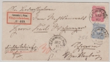 Pfennig, Mi.- Nr.: 41 + 42 als MiF auf Einschreiben- Fernbrief von Cammin nach Schwerin