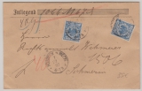 Krone + Adler, Mi.- Nr.: 48 (2x), verwendet auf Wert- Fernbrief von Rostock nach Schwerin