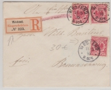 Krone + Adler, Mi.- Nr.: 47 (3x), verwendet auf eingeschriebenem Fernbrief von Westend nach Braunschweig. Stempel!!!