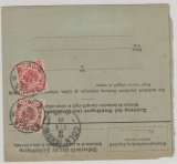 Krone + Adler, Mi.- Nr.: 47 + 50 (3x) vs + rs., verwendet auf Auslands- Paketkarte von Berlin nach Brüssel (B).