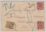 Krone + Adler, Mi.- Nr.: 47 (2x) als MeF, auf Auslandsbrief (+ schweizer Nachporto) von Elbing nach Ragaz (CH)
