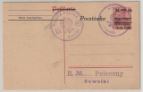 Polen, 1919- 21, Lokalausgaben, Suwalki, 10 Pfg. DR- GS + Gen. Gouv. + 15 Fen. Potzta Polska+ Sukalki- Gebührenstempel
