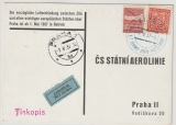 CSSR, 1937, Luftpost- Werbekarte, gelaufen von Zlin nach Prag, nette Werbekarte rückseitig!