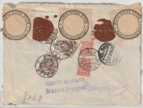 Russland, 1915, 30 Kopeken MiF, rs. auf Auslandseinschreiben, gelaufen von Warschau nach Milano (I)