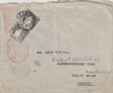 Palestina, 1947, MeF auf Auslandsbrief von Jaffa nach Berlin, mit Zensur