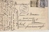 Niederländisch- indien, 1910, 5 Cent MiF auf Auslands- nachsende- Postkarte von ... nach Bern (CH) und von hier nach Kiel